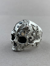 Load image into Gallery viewer, Baroque Skull Sterling Silver w/Black Diamonds Sz10.5