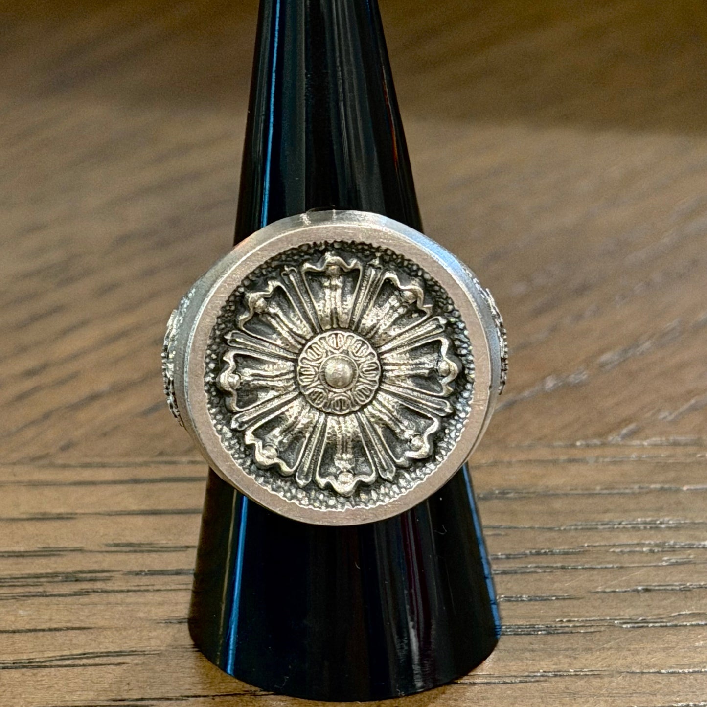 Size 8.75 Ornamental Signet On Hand