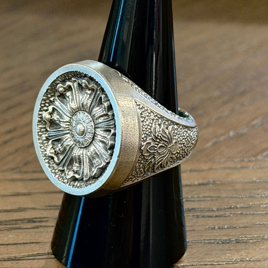 Size 8.75 Ornamental Signet On Hand