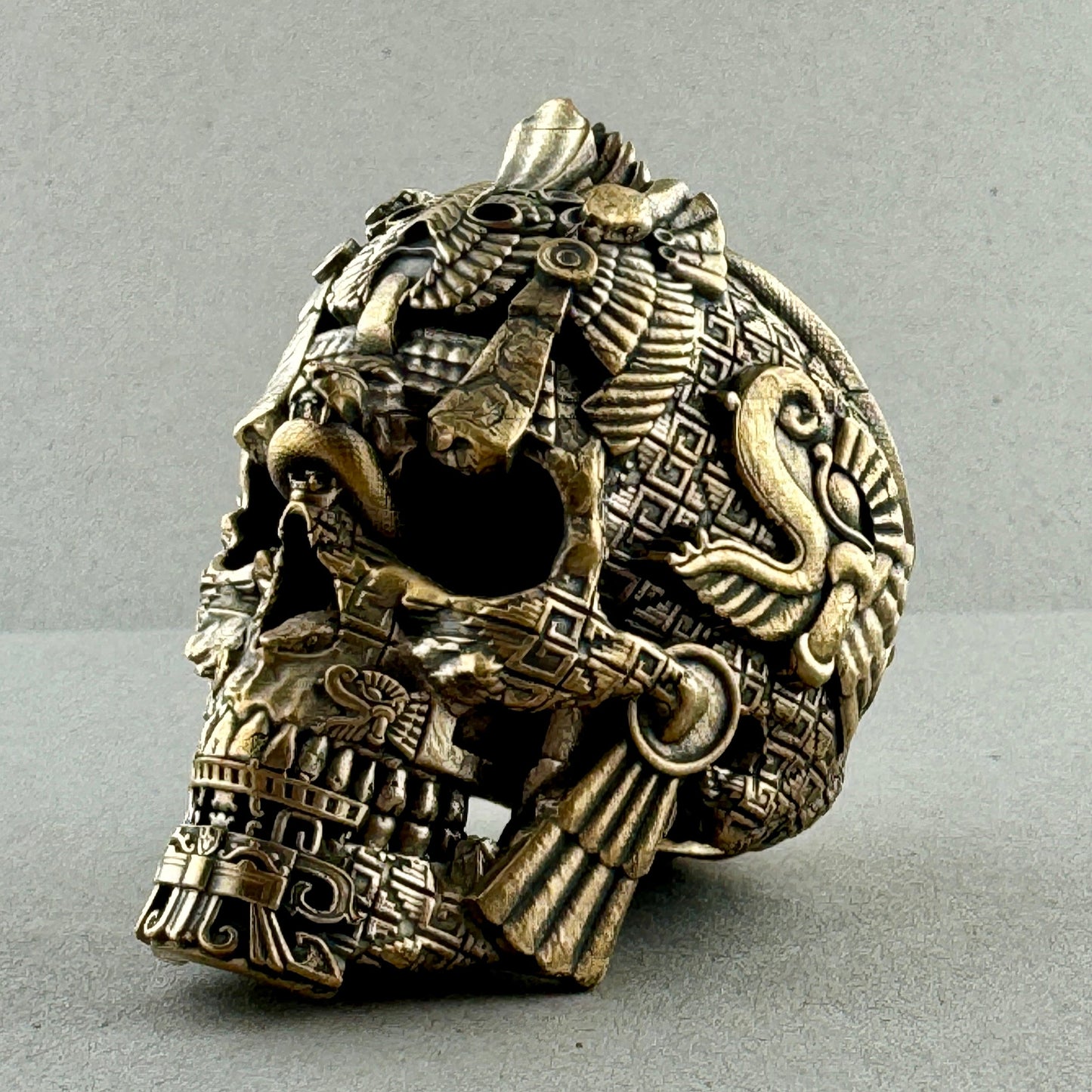 Brass Meso Skull Sculpture