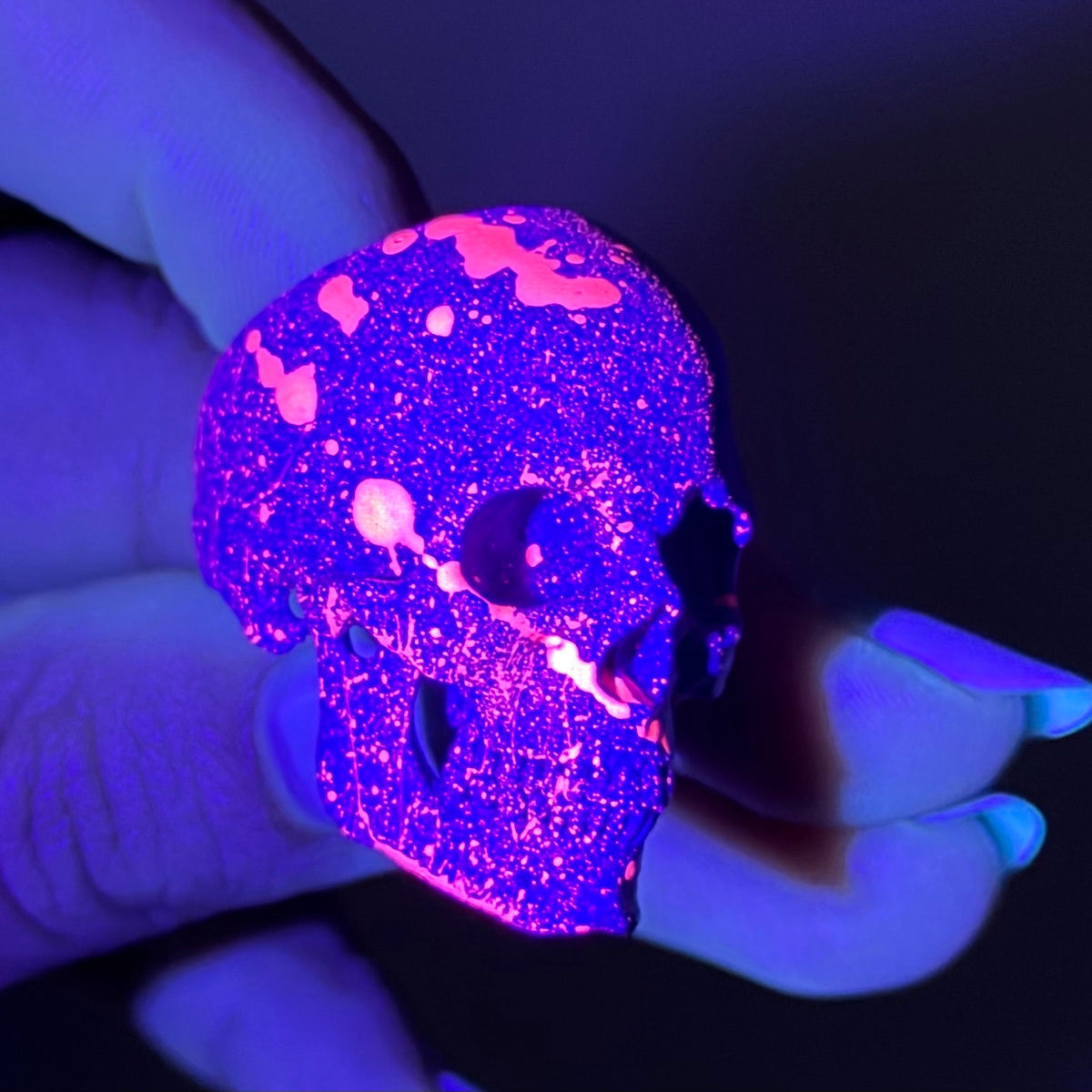 Brass SIA Full Jaw Splatter Skull (Cotton Candy)