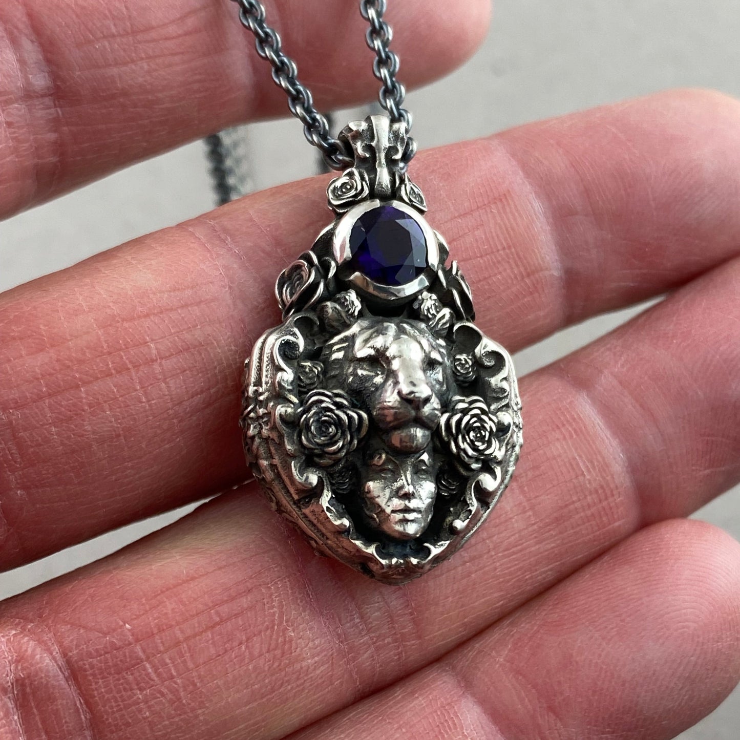 Floral Tigress Gemstone Pendant
