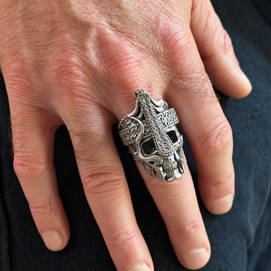 Size 10 Nordic Viking Skull Ring Sterling Silver In Stock