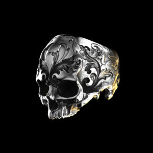 Baroque Skull Ring Sterling Silver