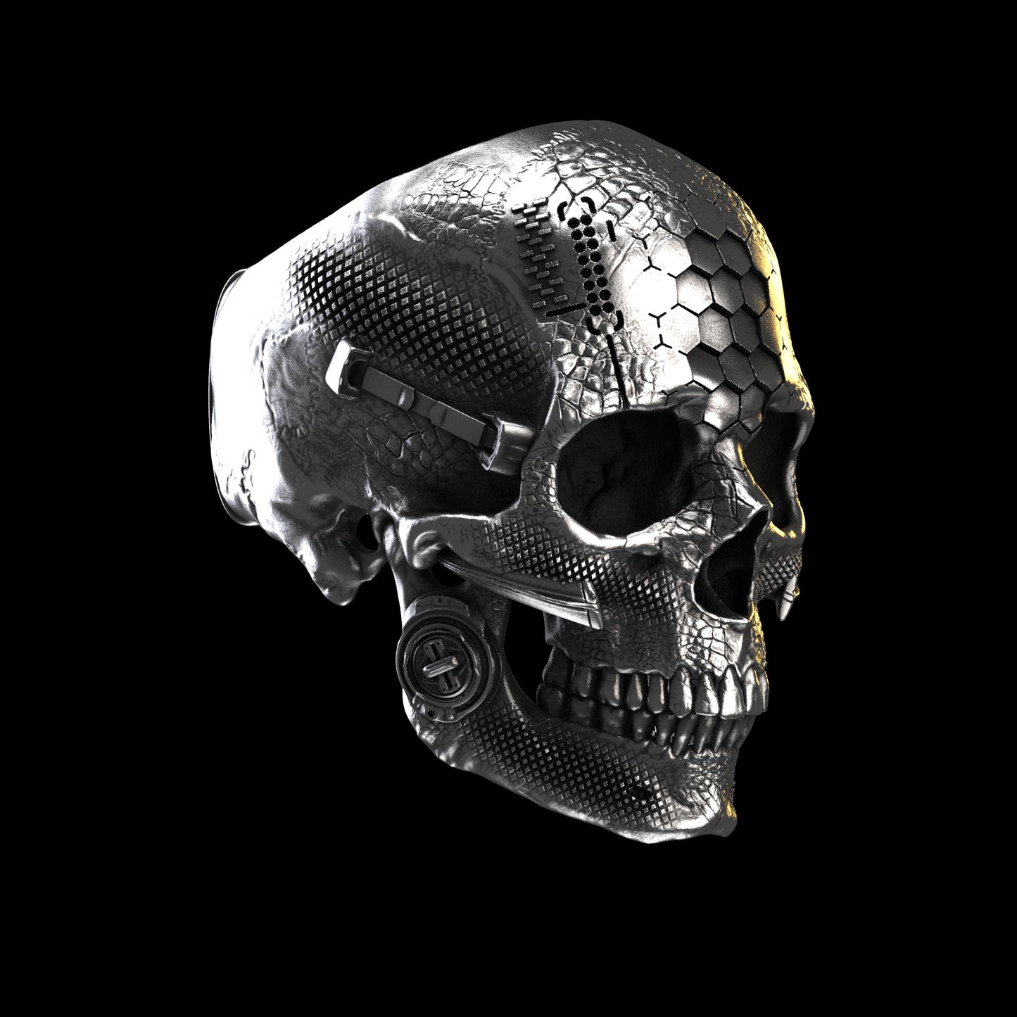 Anillo TechSkull.1 de plata de ley