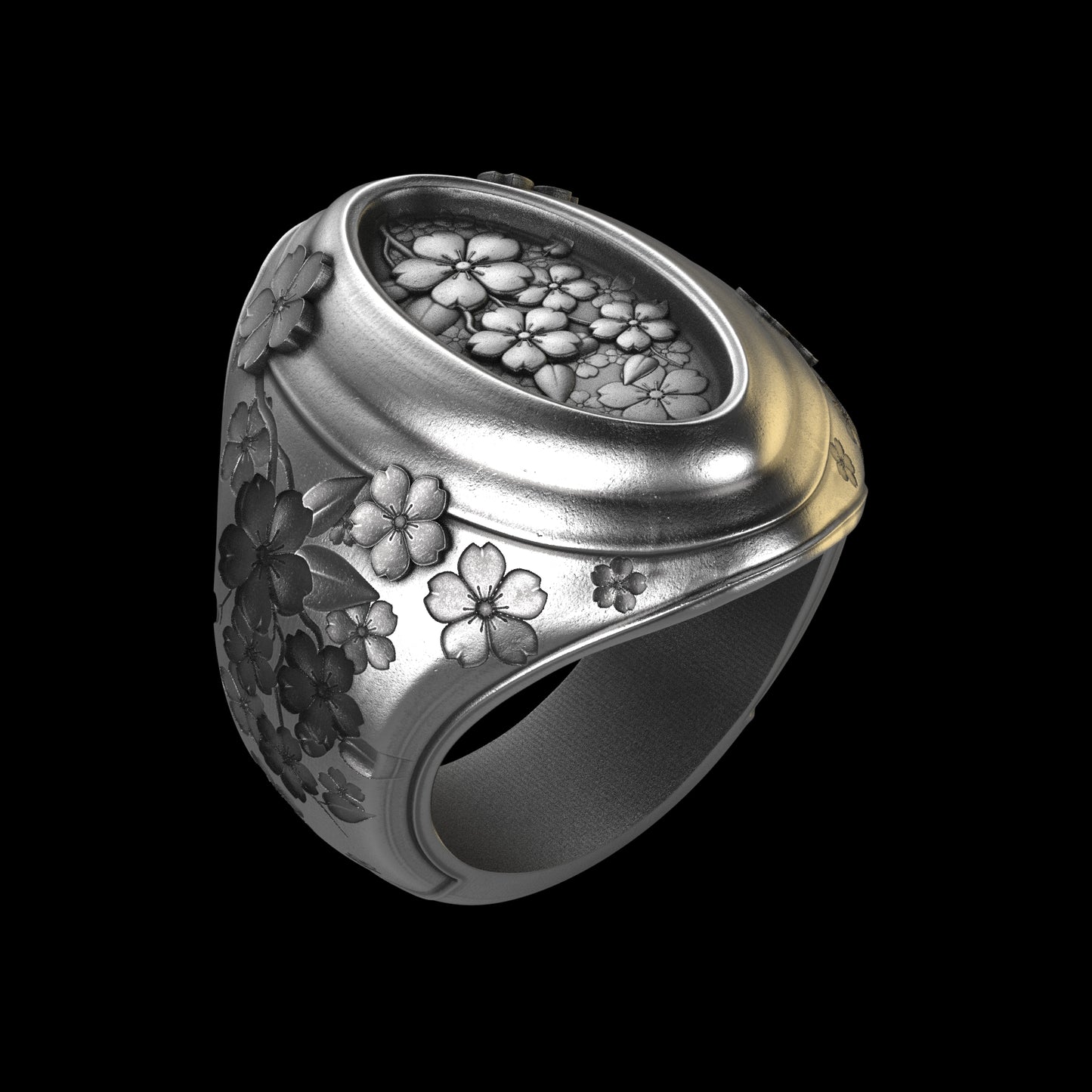 Sakura Signet Sterling Silver