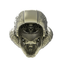 Load image into Gallery viewer, Brass Horned Demon Skull Ring