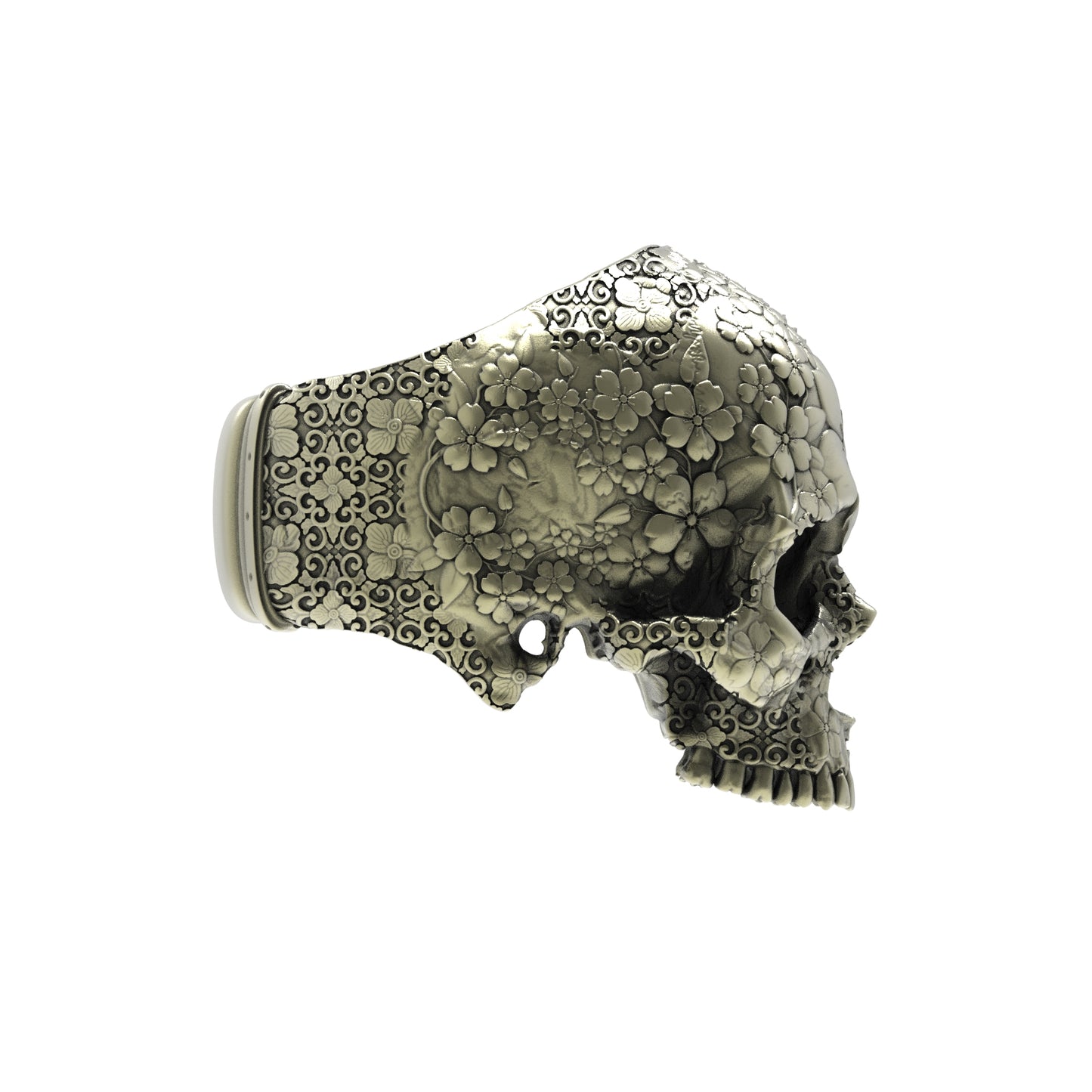 Anillo de calavera de jardín japonés de bronce