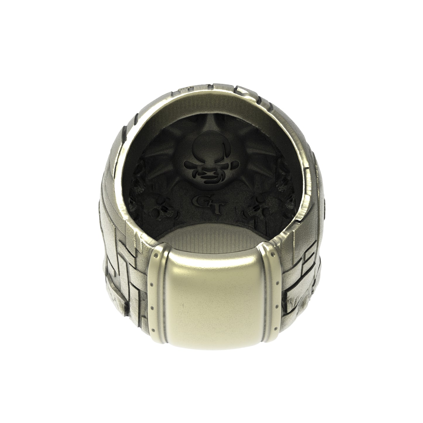 Anillo de calavera barroco de latón