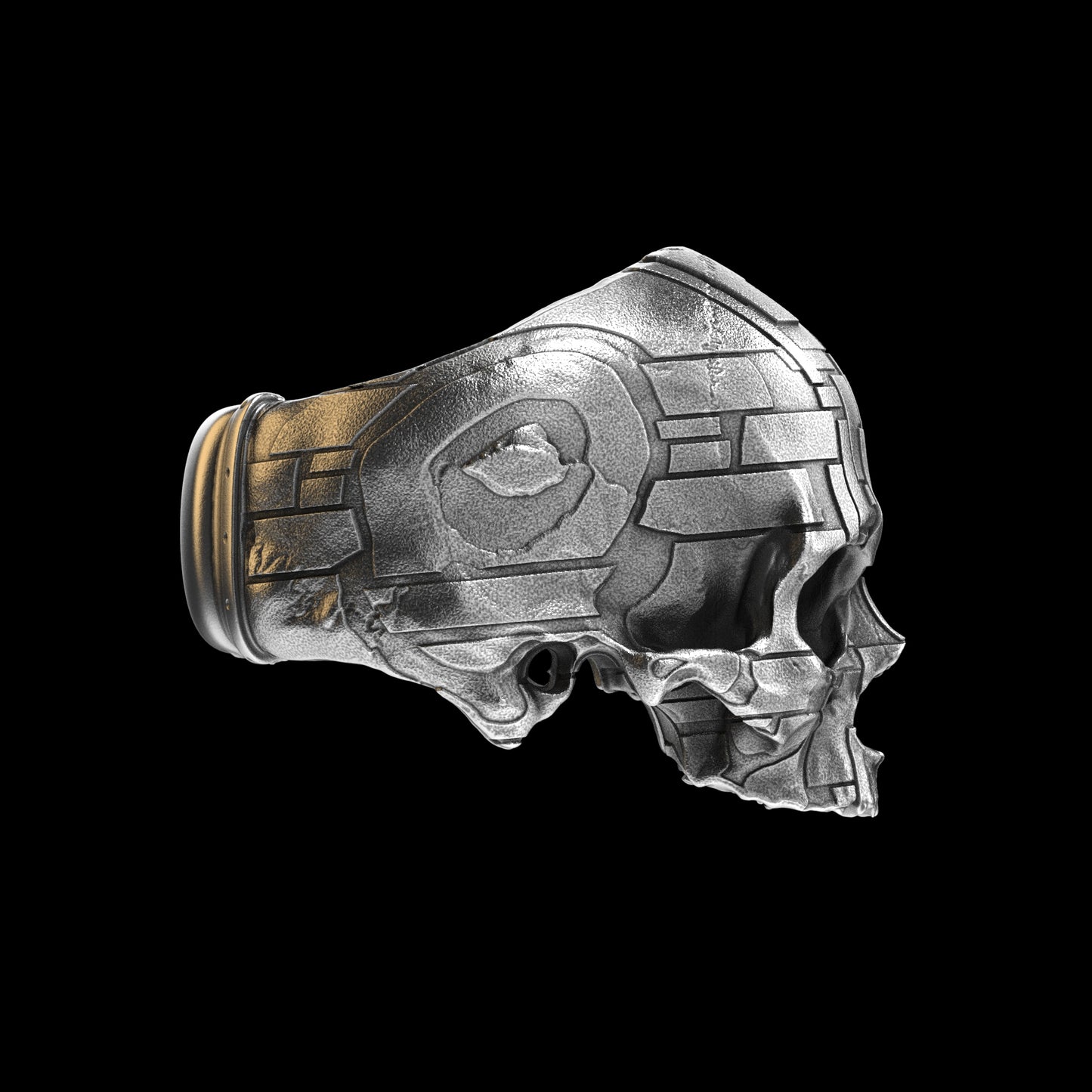 Anillo de calavera barroco de plata de ley