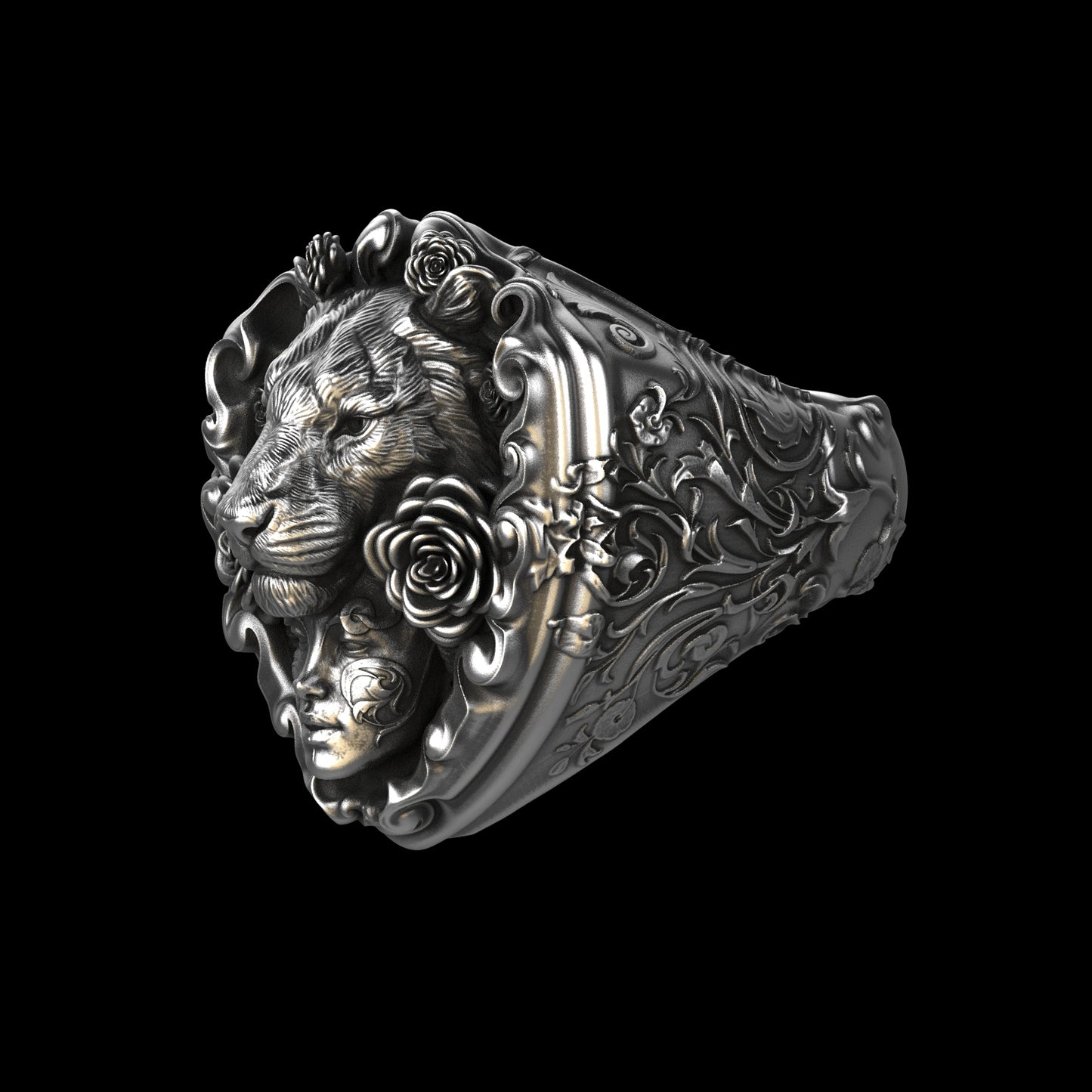 Floral Tigress Ring Sterling Silver
