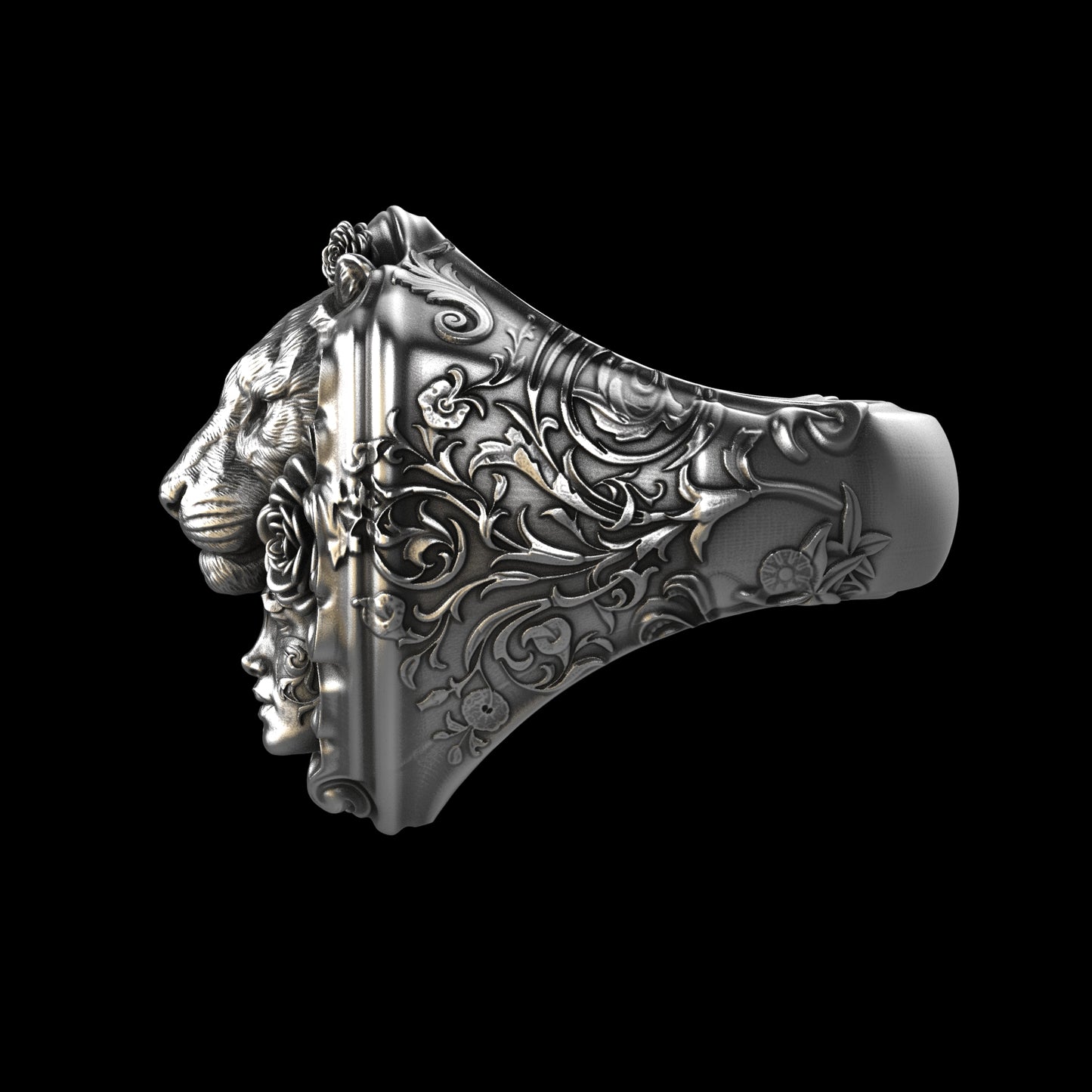 Floral Tigress Ring Sterling Silver