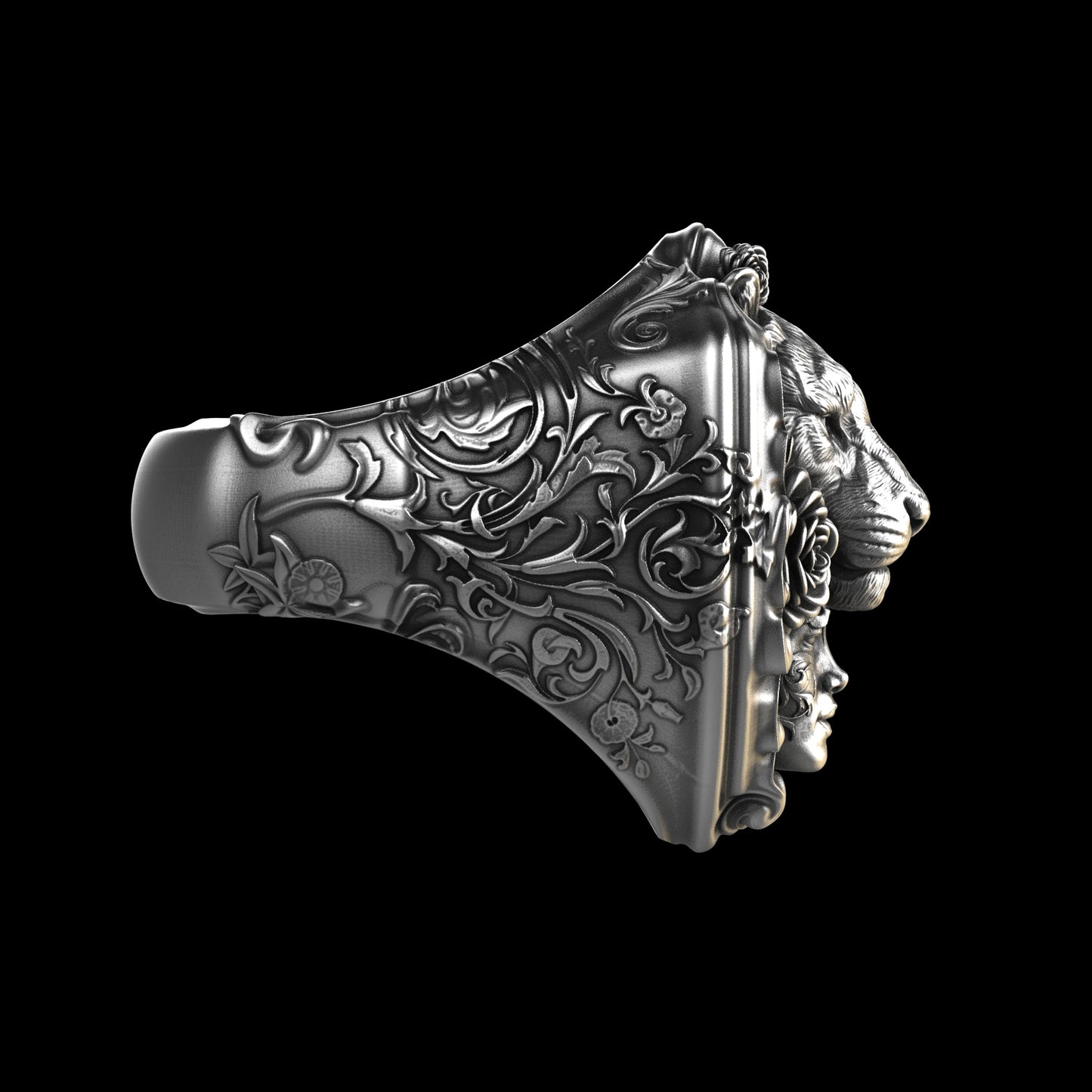 Floral Tigress Ring Sterling Silver