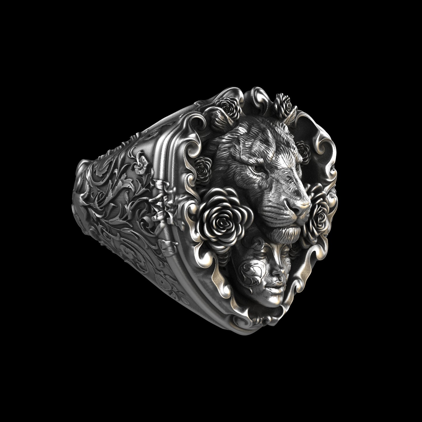 Anillo Tigresa Floral Plata de Ley