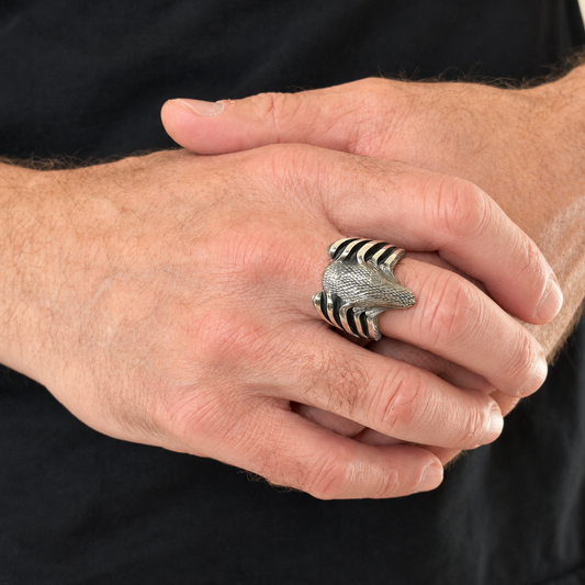 Size 10 Vented Cobra Ring Sterling In Stock