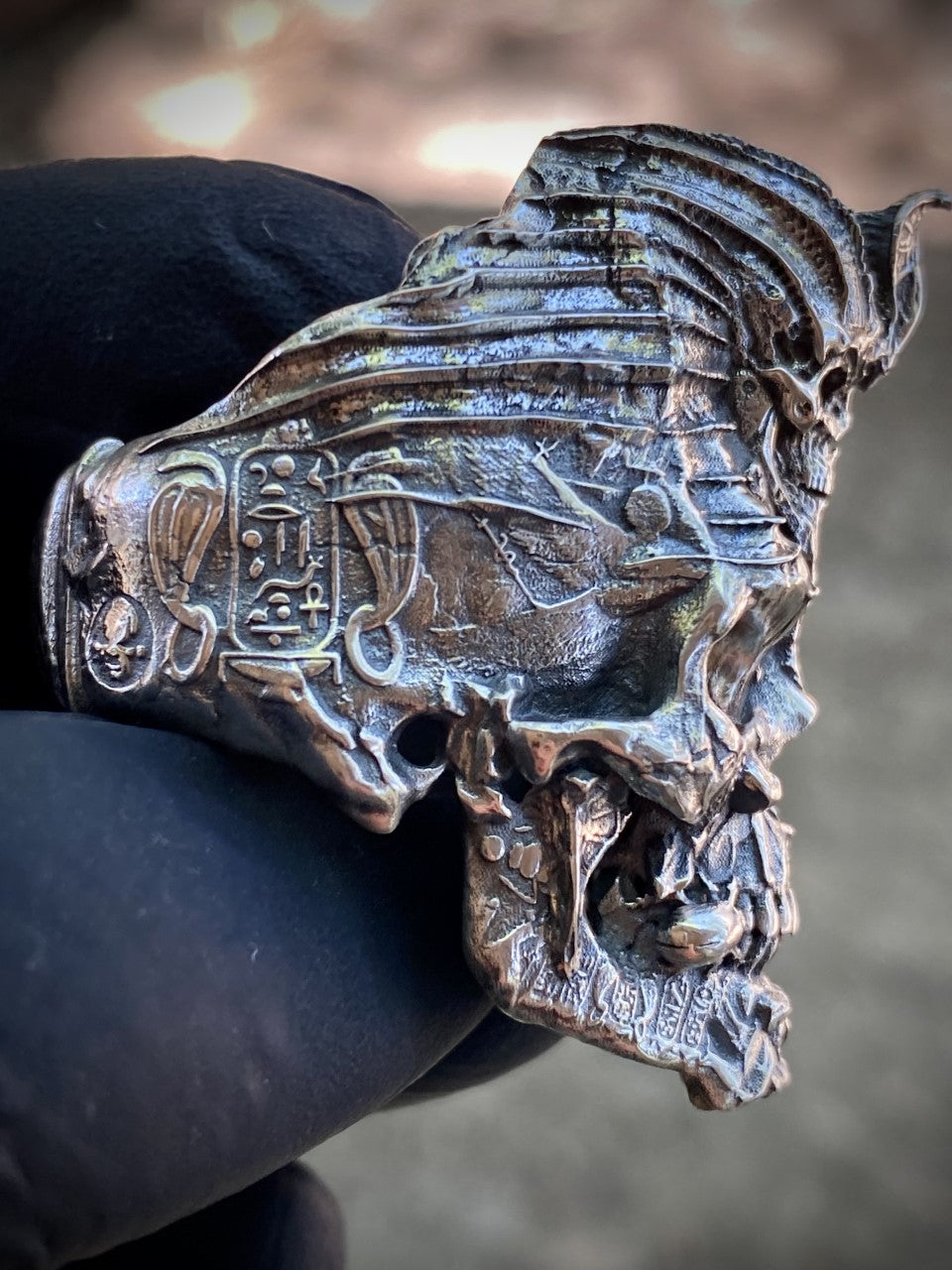 Anillo de calavera egipcia FT/GT Collab Plata