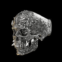 Load image into Gallery viewer, Oni Skull Ring Sterling
