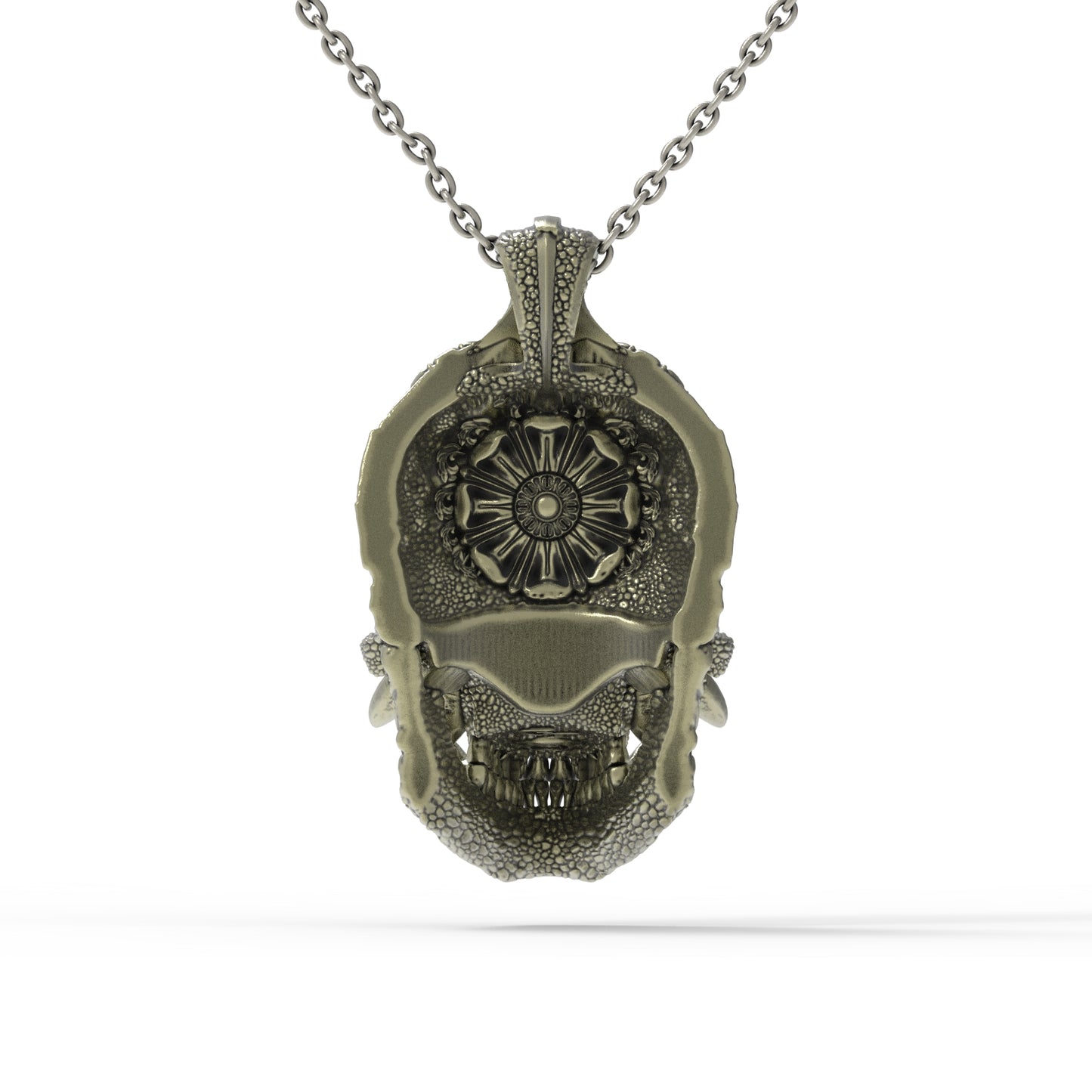 Brass Oni Skull Pendant