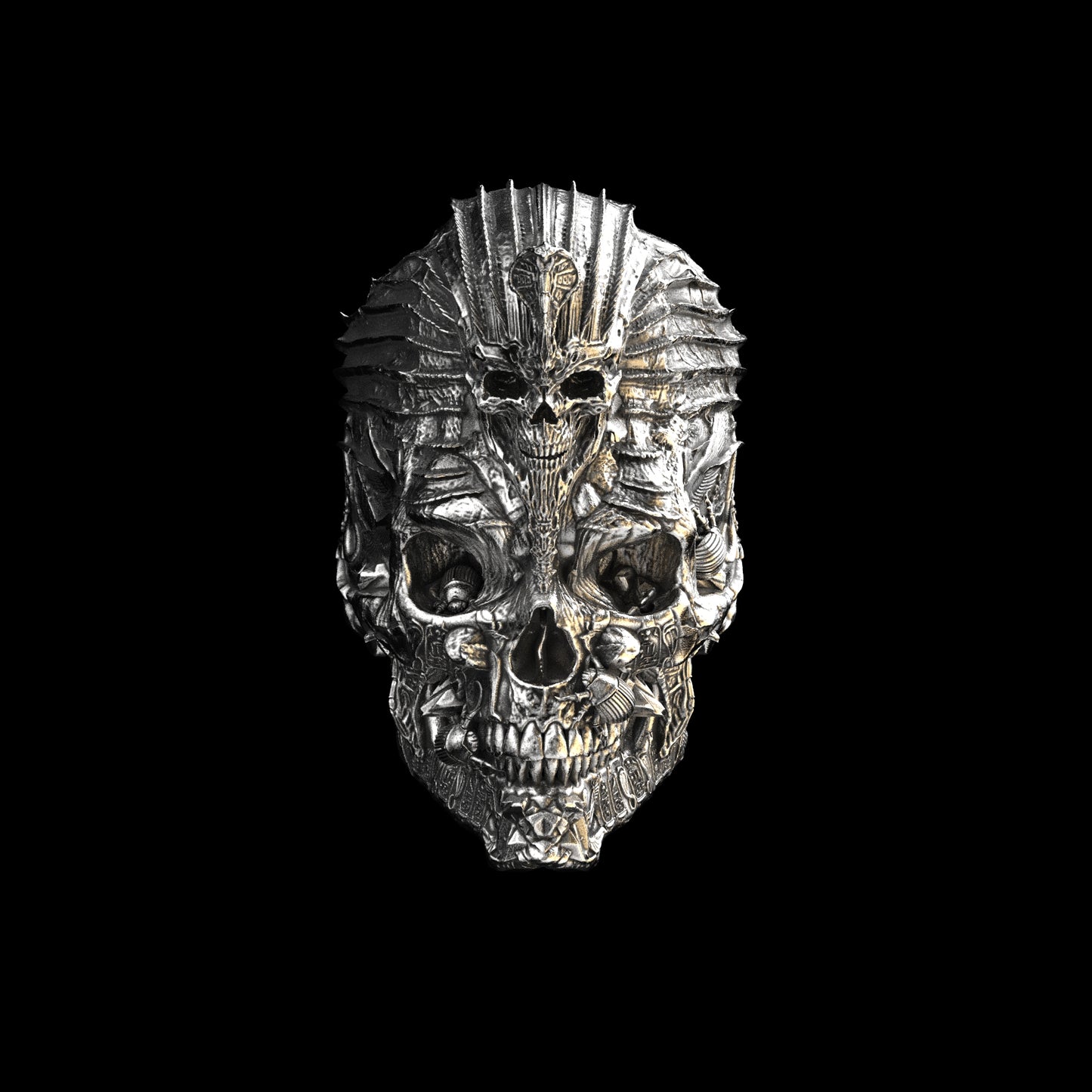 Anillo de calavera egipcia FT/GT Collab Plata