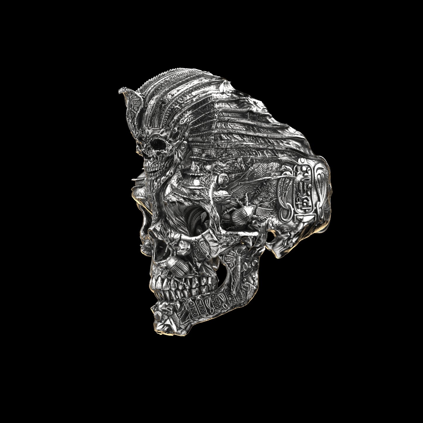 Anillo de calavera egipcia FT/GT Collab Plata