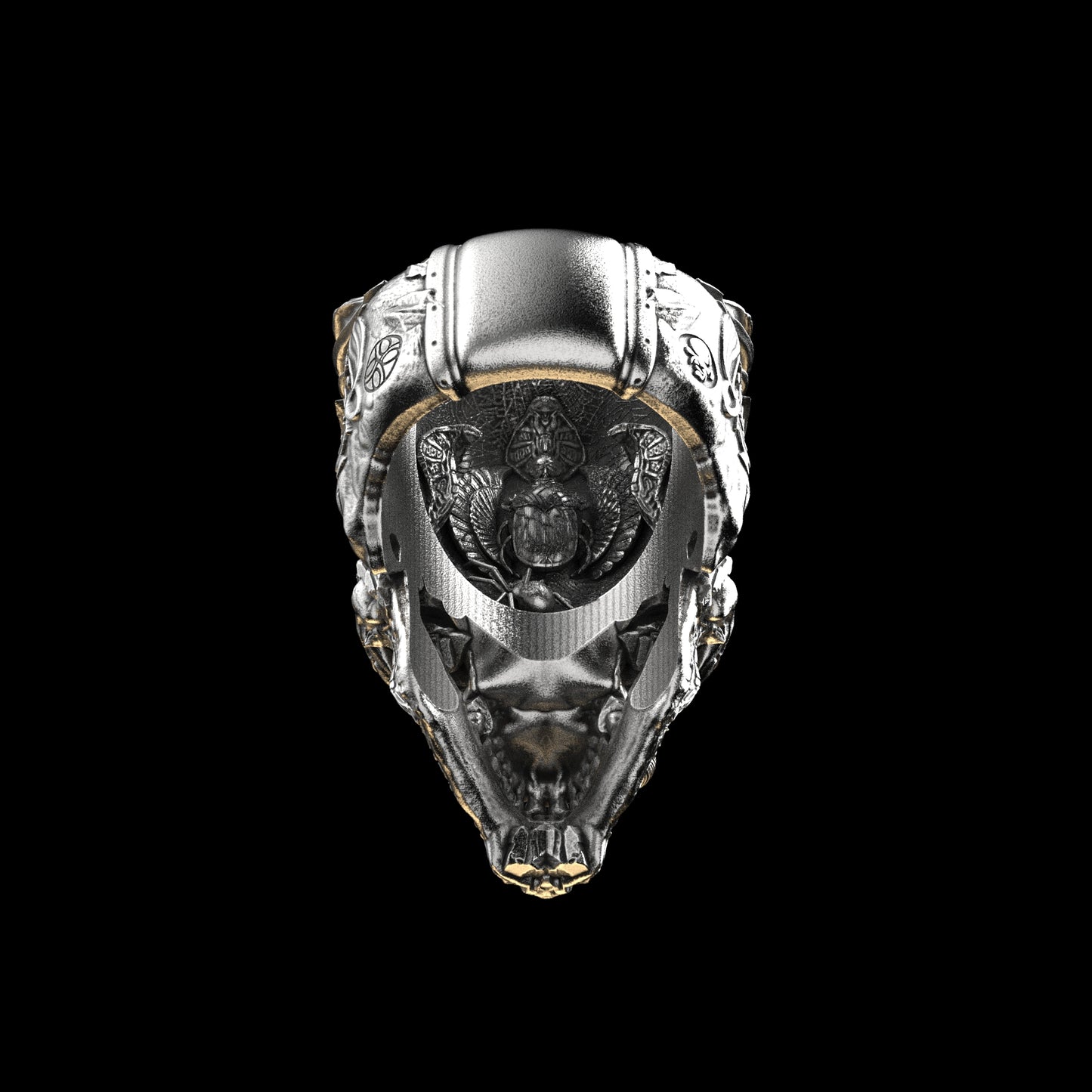 Anillo de calavera egipcia FT/GT Collab Plata
