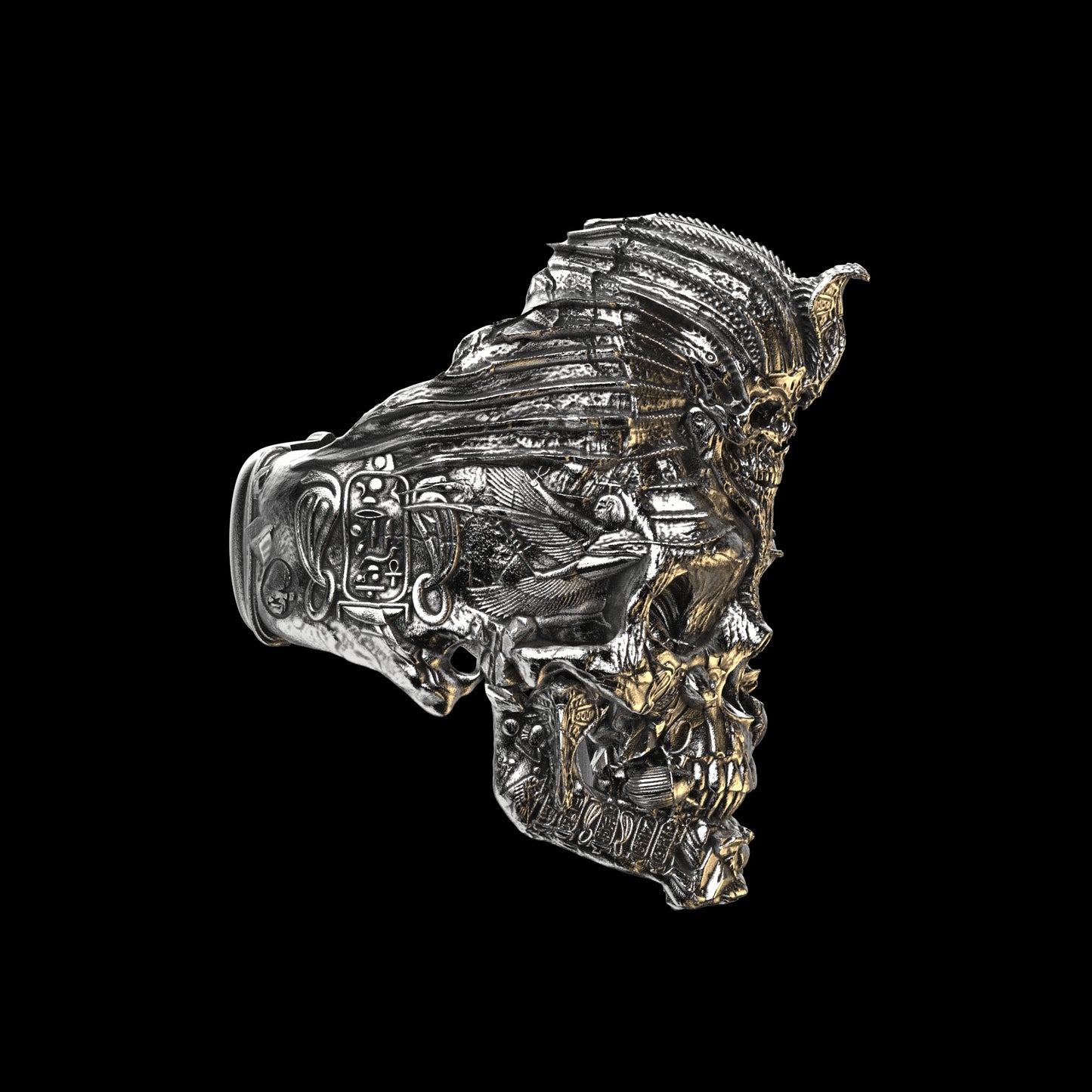 Anillo de calavera egipcia FT/GT Collab Plata