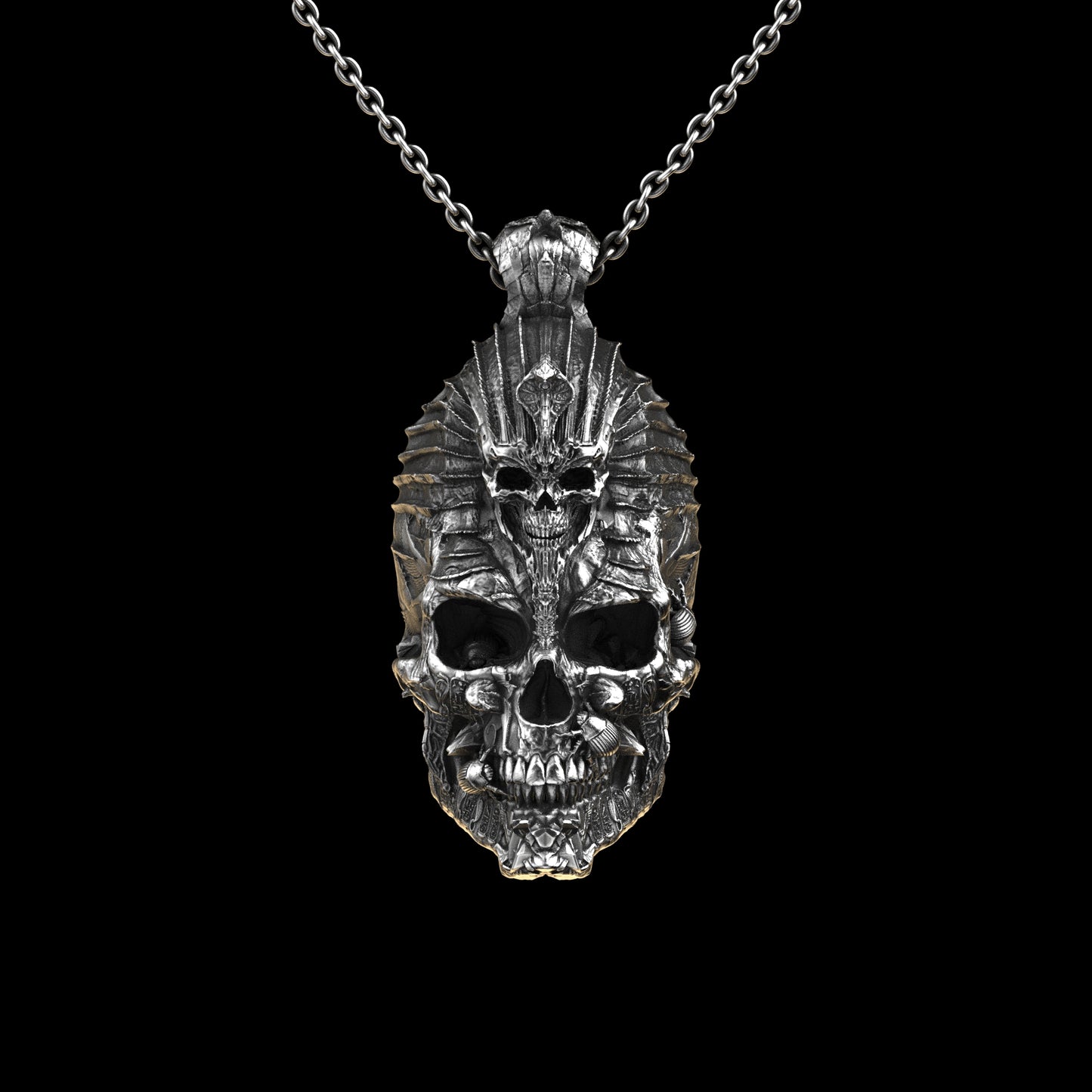 Colgante de calavera egipcia en plata de ley