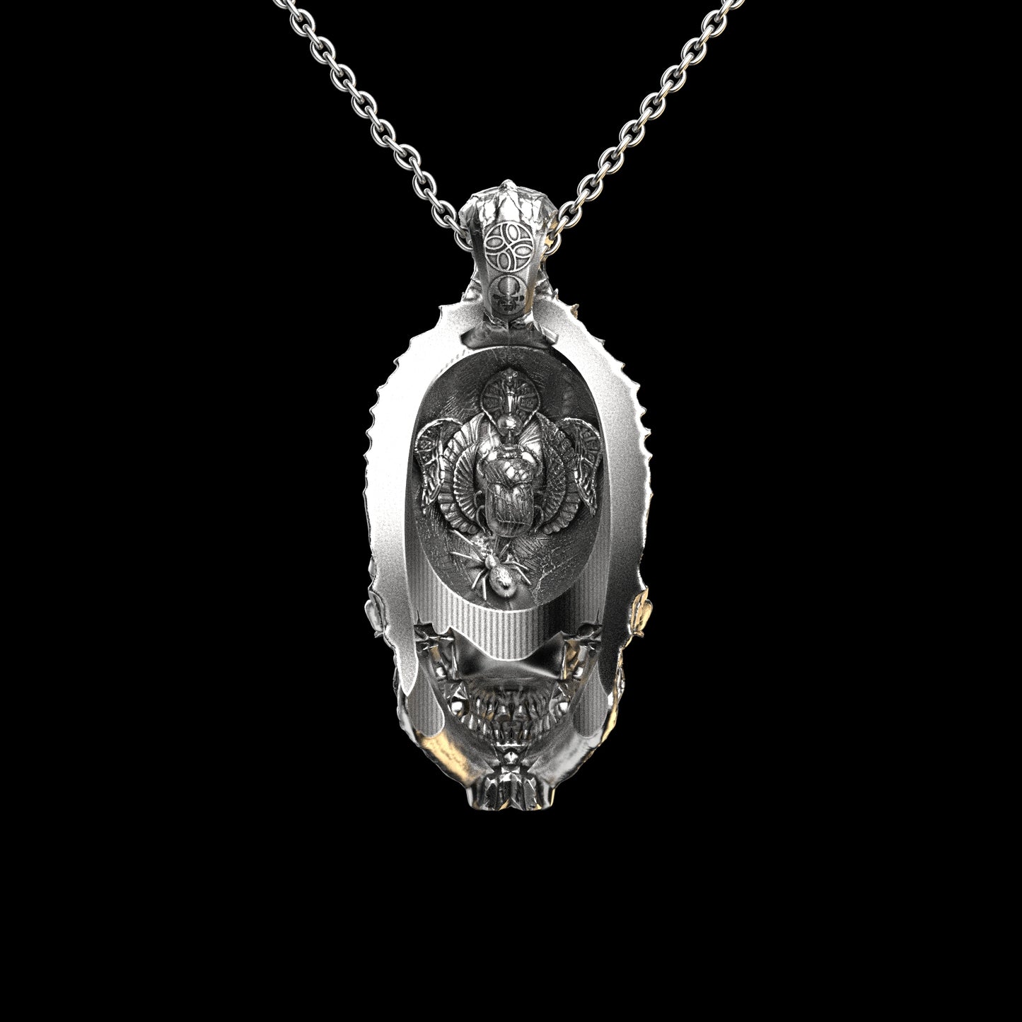 Colgante de calavera egipcia en plata de ley