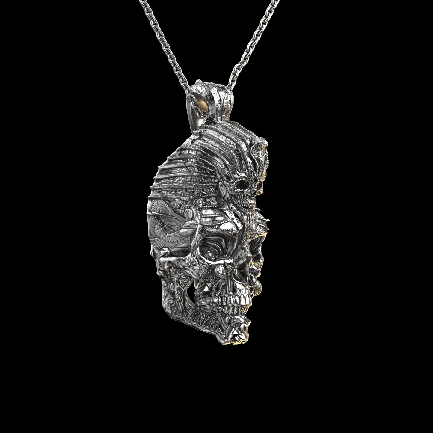 Colgante de calavera egipcia en plata de ley