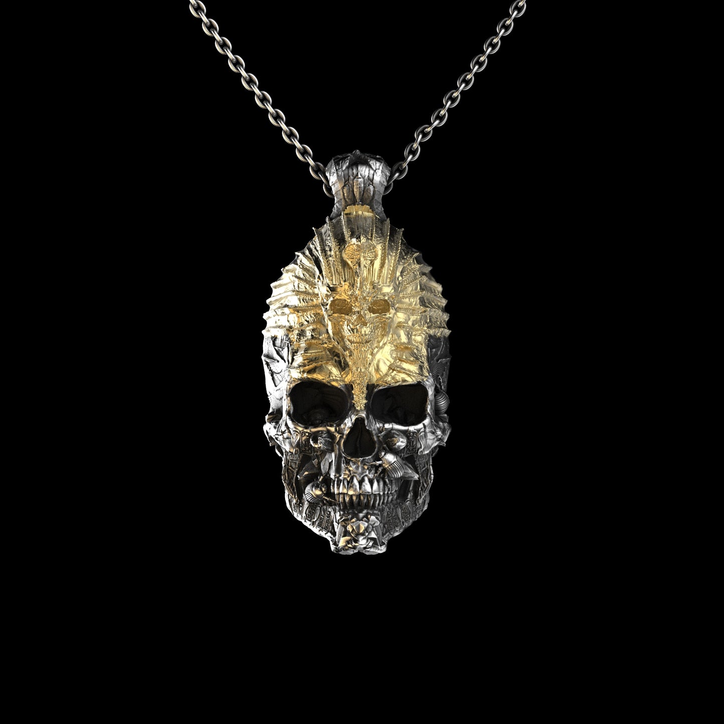 Colgante de calavera de Egipto, versión de máscara dorada