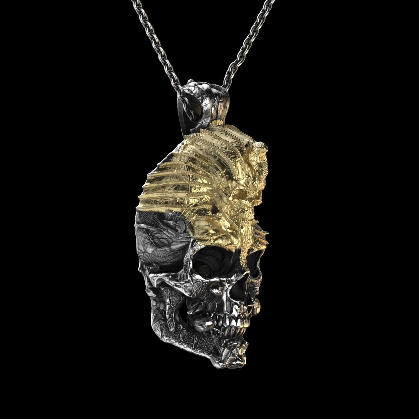 Colgante de calavera de Egipto, versión de máscara dorada