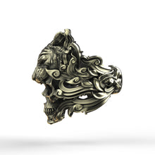 Load image into Gallery viewer, Brass Tiger Skull Ring