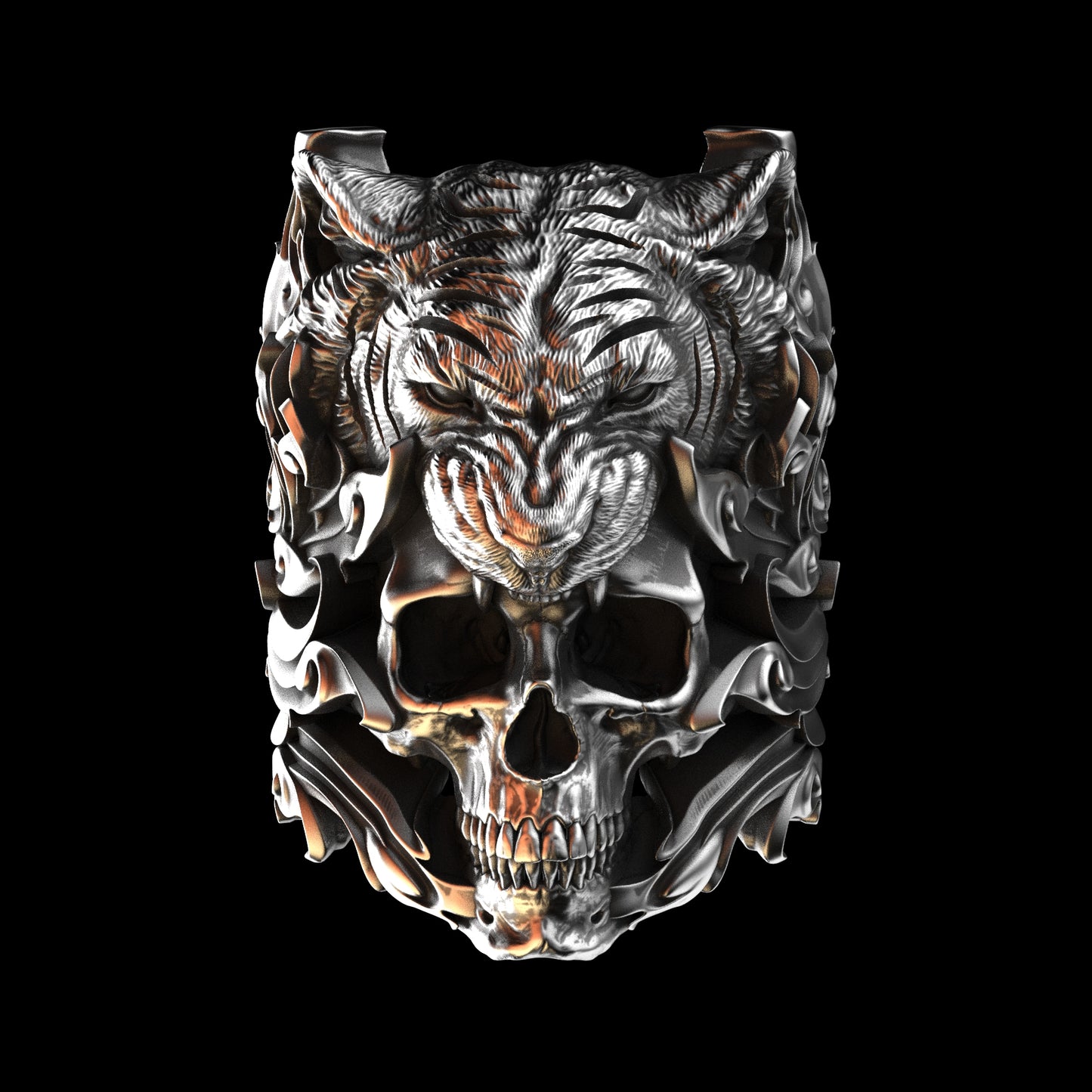 Tiger Skull Sterling Silver