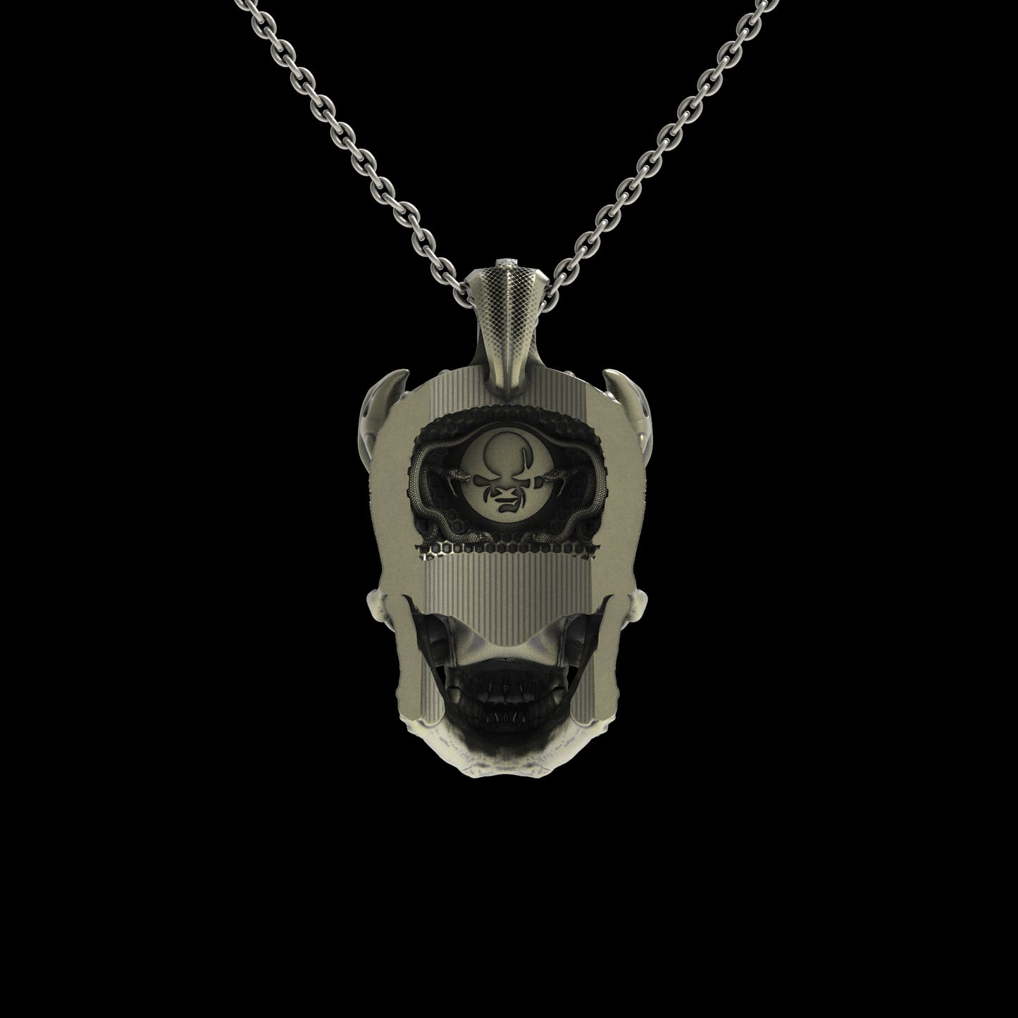 Brass TechSkull.3 Pendant
