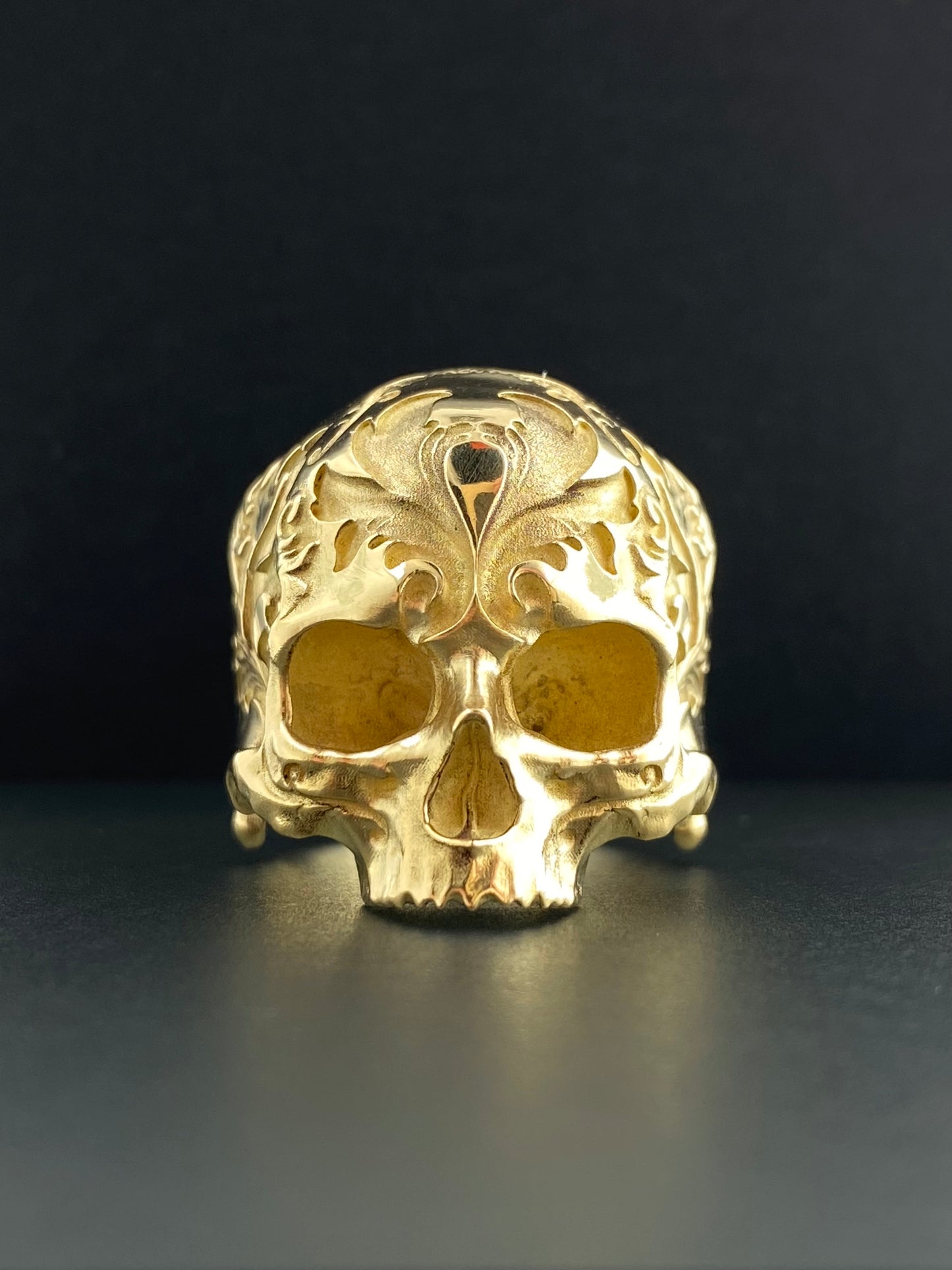 Gold Baroque Skull Ring