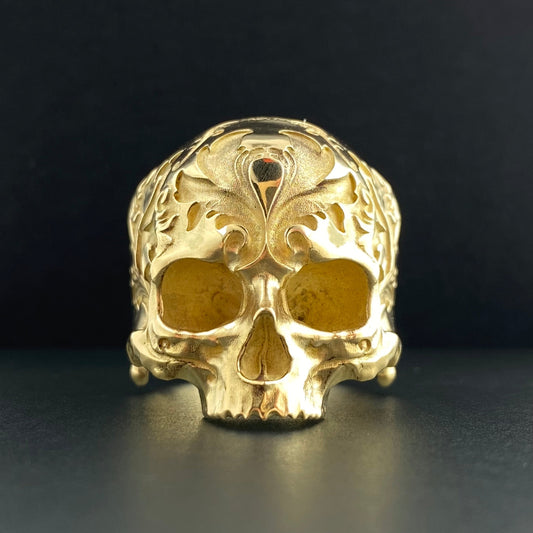 Gold Baroque Skull Ring