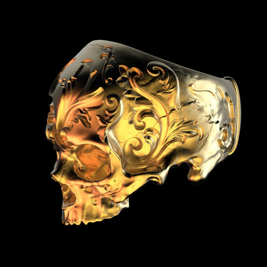 Gold Baroque Skull Ring