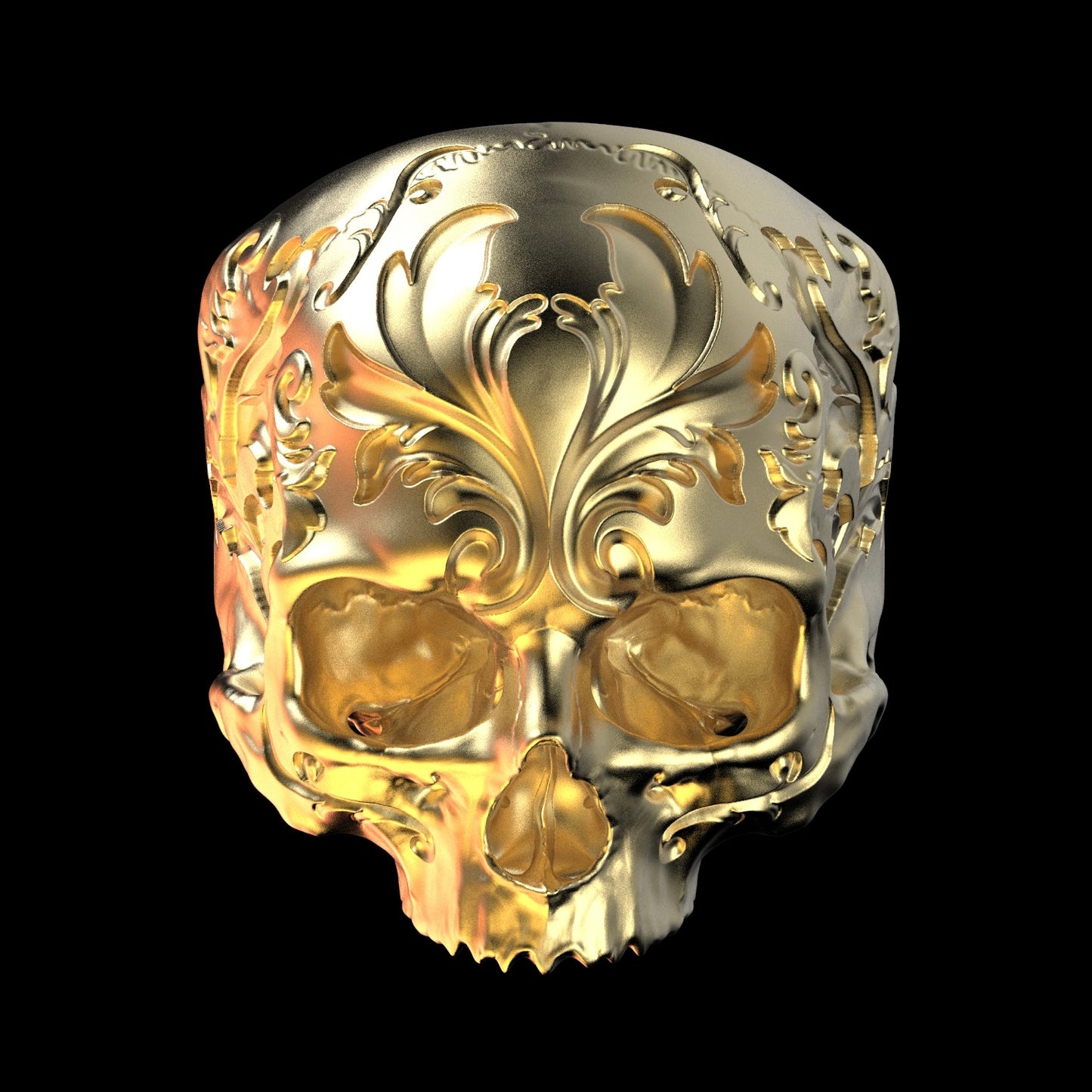 Gold Baroque Skull Ring