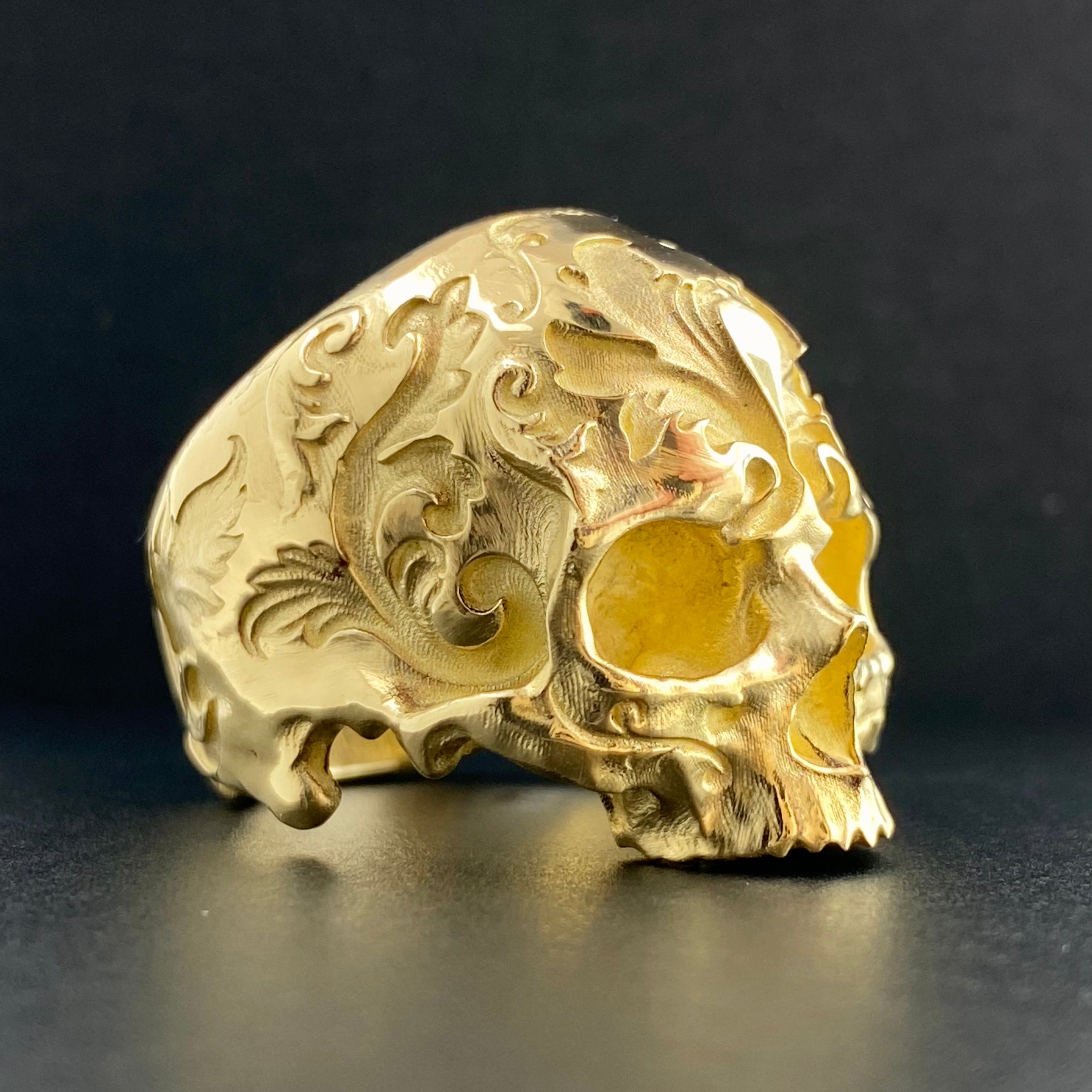 Gold Baroque Skull Ring | Solid 18k & 14k Gold | Geoff Thomas Designs