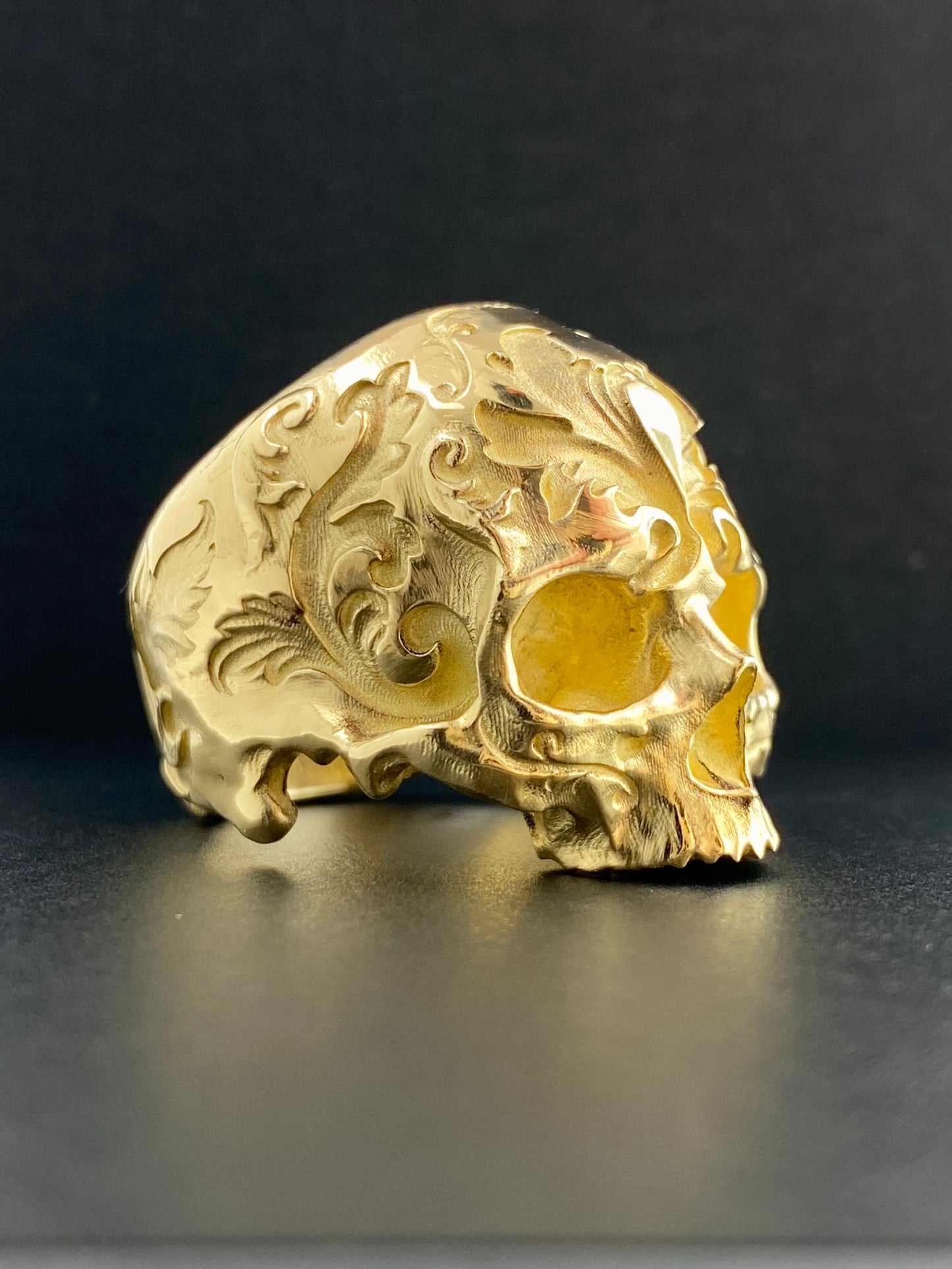 Gold Baroque Skull Ring