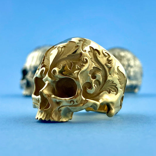 Gold Baroque Skull Ring