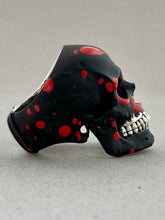 Load image into Gallery viewer, Sterling Silver Red Splatter on Black Ceramic Sterling Silver SIA Skull Ring