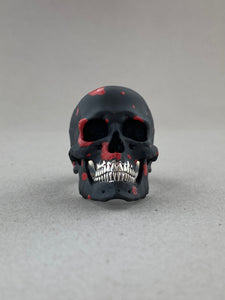 Sterling Silver Red Splatter on Black Ceramic Sterling Silver SIA Skull Ring