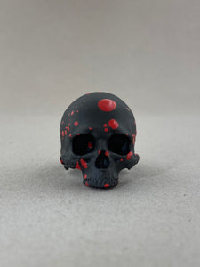 Brass Red Splatter on Black Ceramic Skull Ring