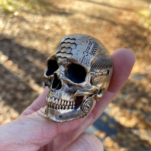 Brass TechSkull.1 Sculpture Small