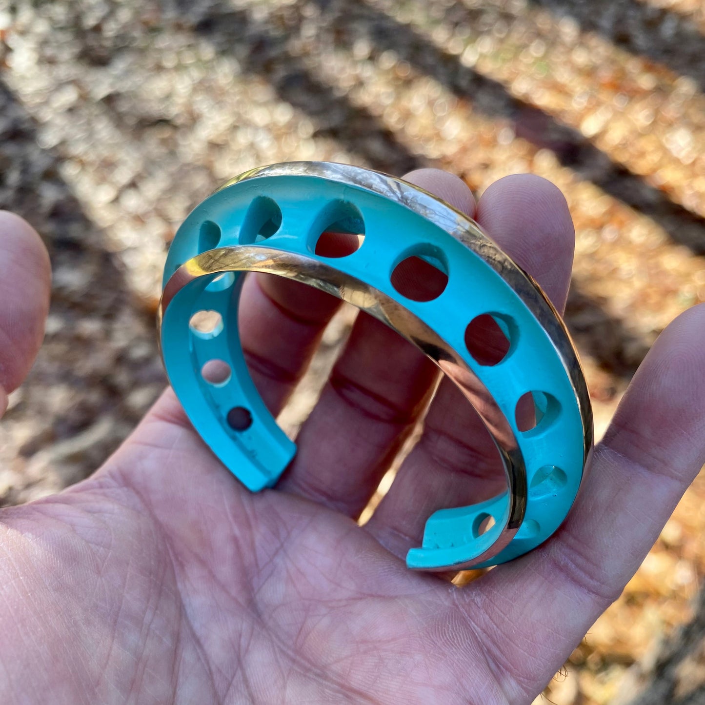 Brass Architect Cuff with Robins Egg Blue Ceramic