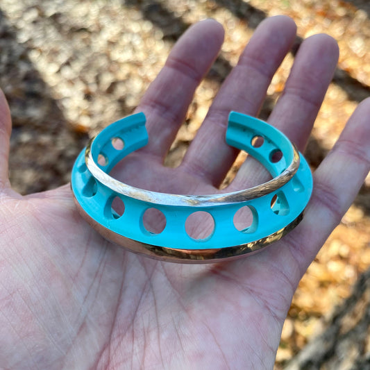 Brass Architect Cuff with Robins Egg Blue Ceramic