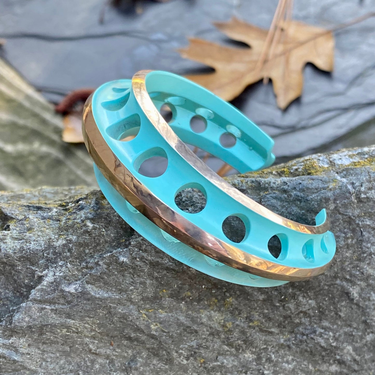 Brass Architect Cuff with Robins Egg Blue Ceramic