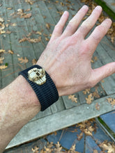 Load image into Gallery viewer, Black Ceramic on Brass TechSkull.1 Bracketed Cuff
