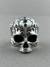 Load image into Gallery viewer, Baroque Skull Sterling Silver w/Black Diamonds Sz10.5